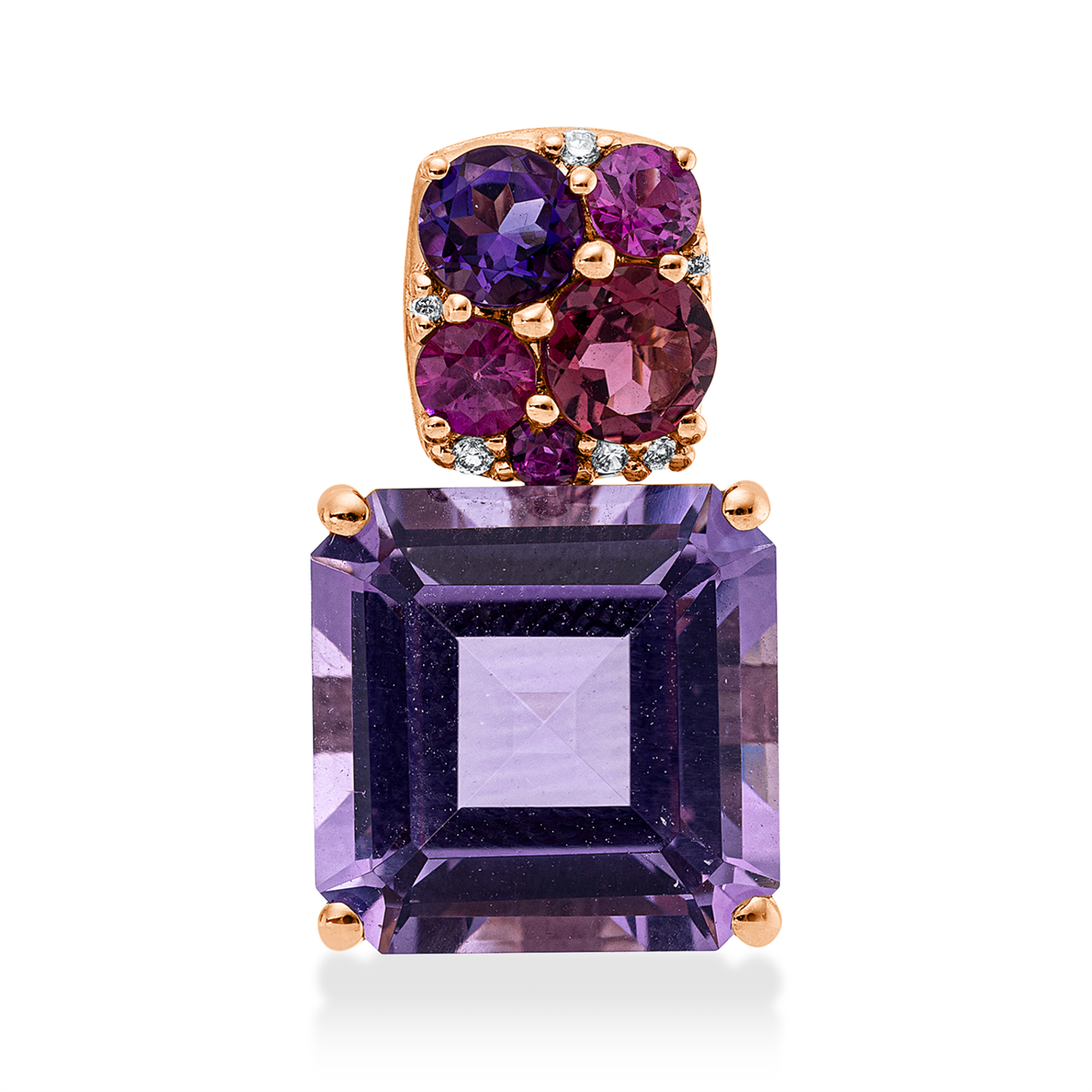 diamond full cut sapphire colored stone fashion pendant in red gold