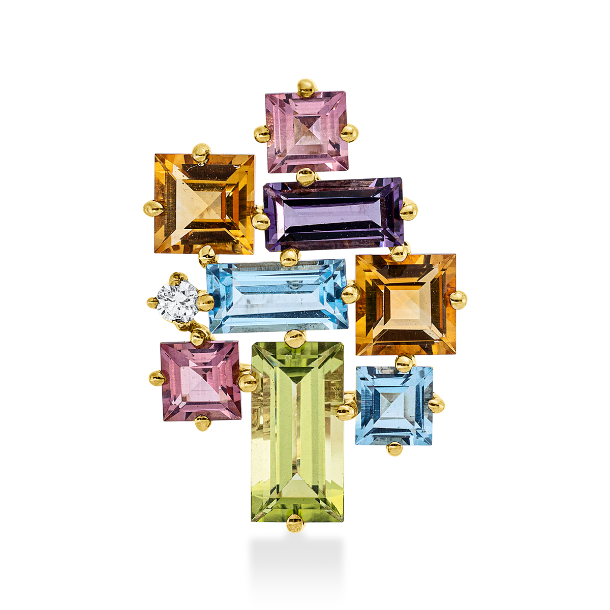 diamond full cut color stones colored stone fashion pendant in yellow gold