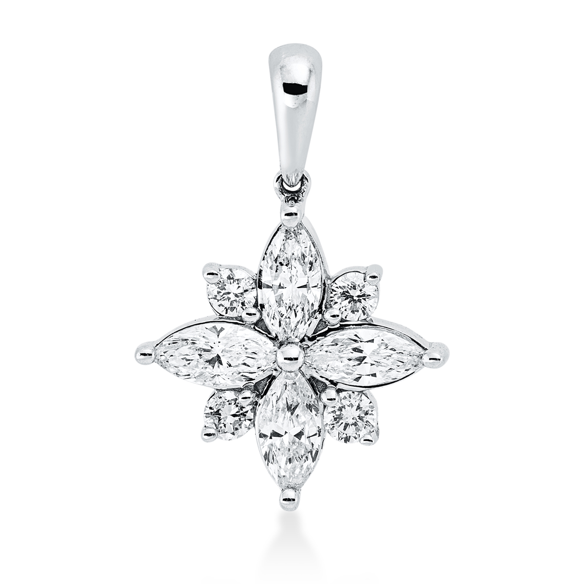 diamond full cut modern woman pendant in white gold