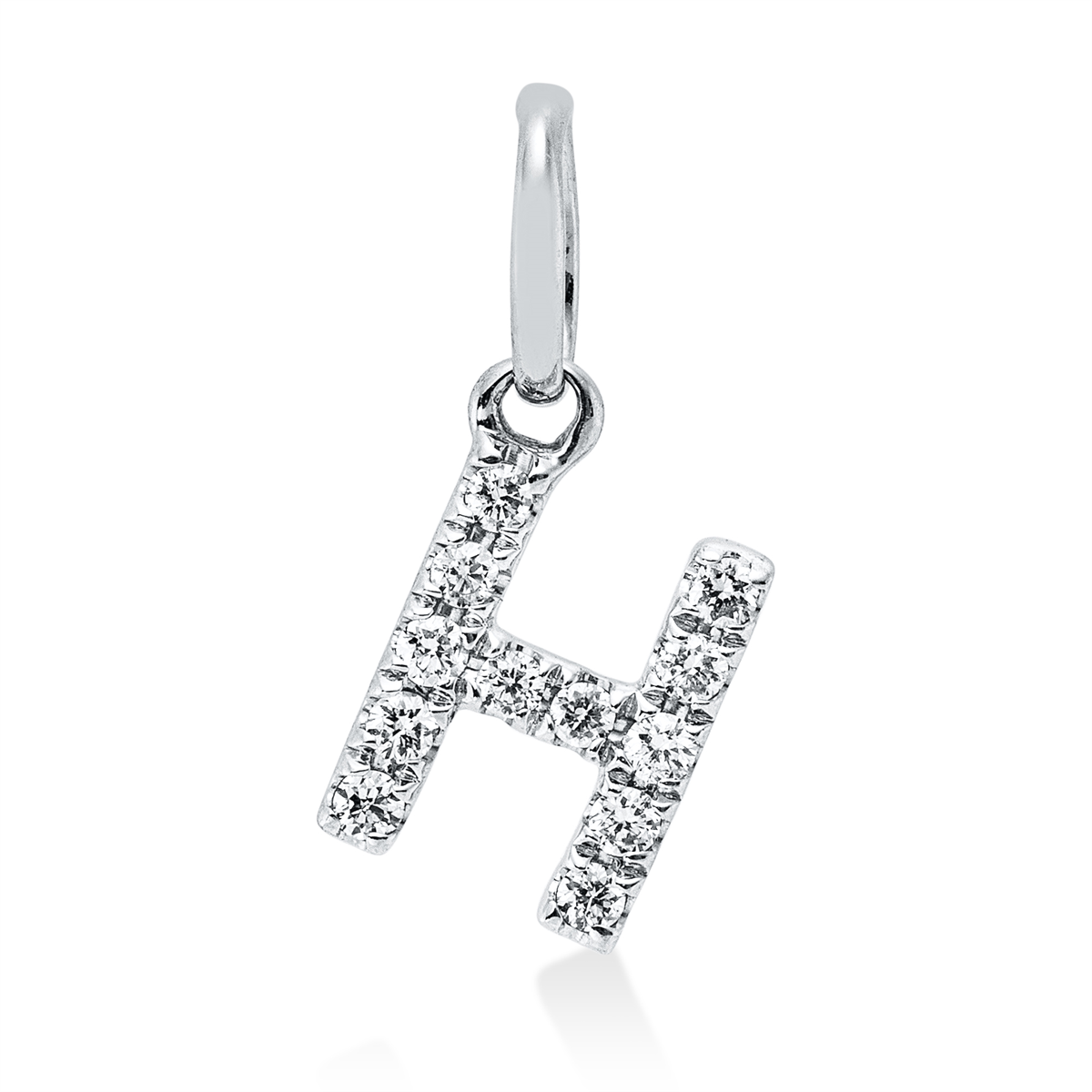 diamond full cut letter pendant in white gold