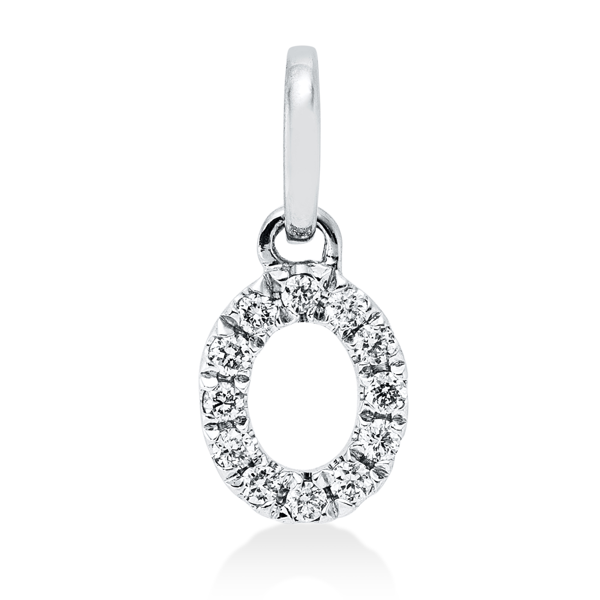 diamond full cut letter pendant in white gold