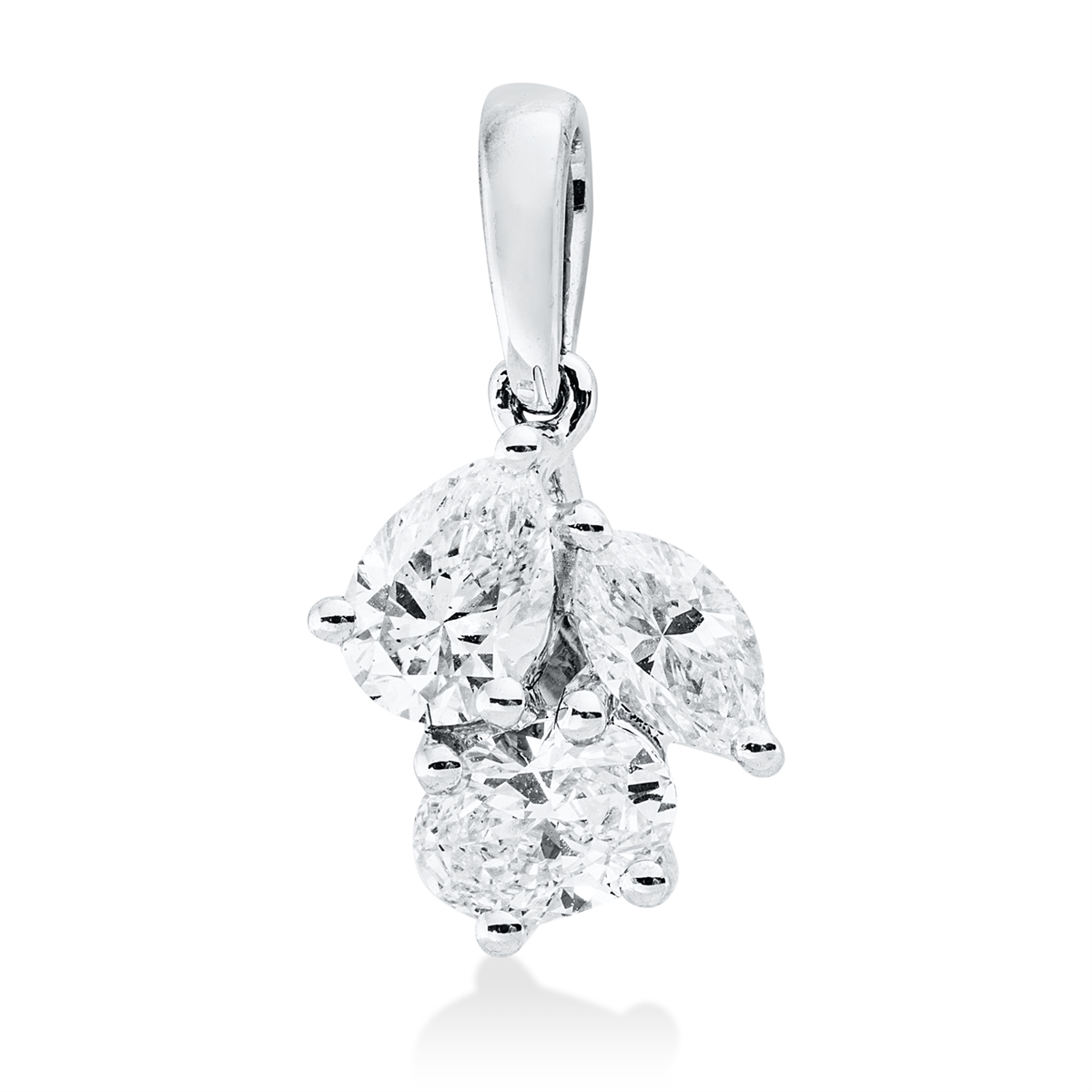 fantasy-cut modern woman pendant in white gold