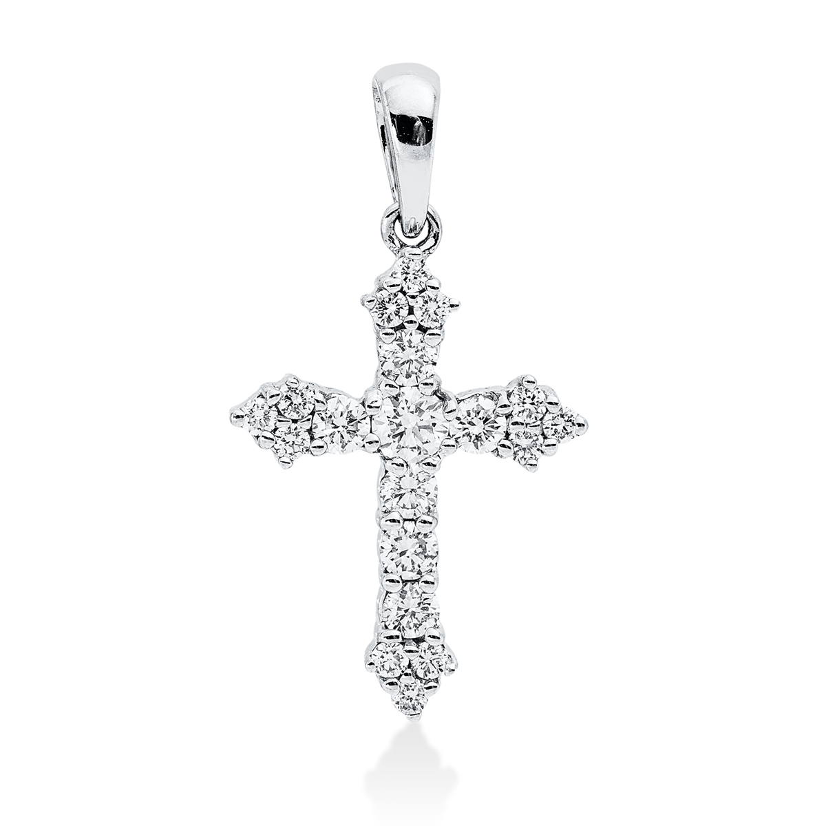 diamond full cut cross pendant in white gold