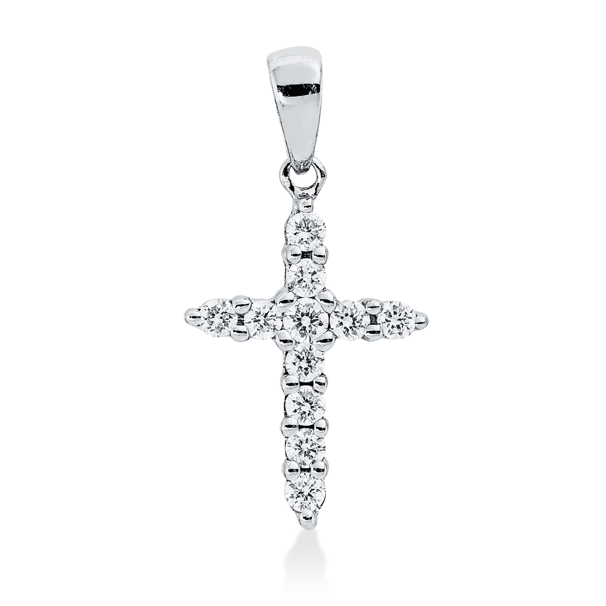 diamond full cut cross pendant in white gold