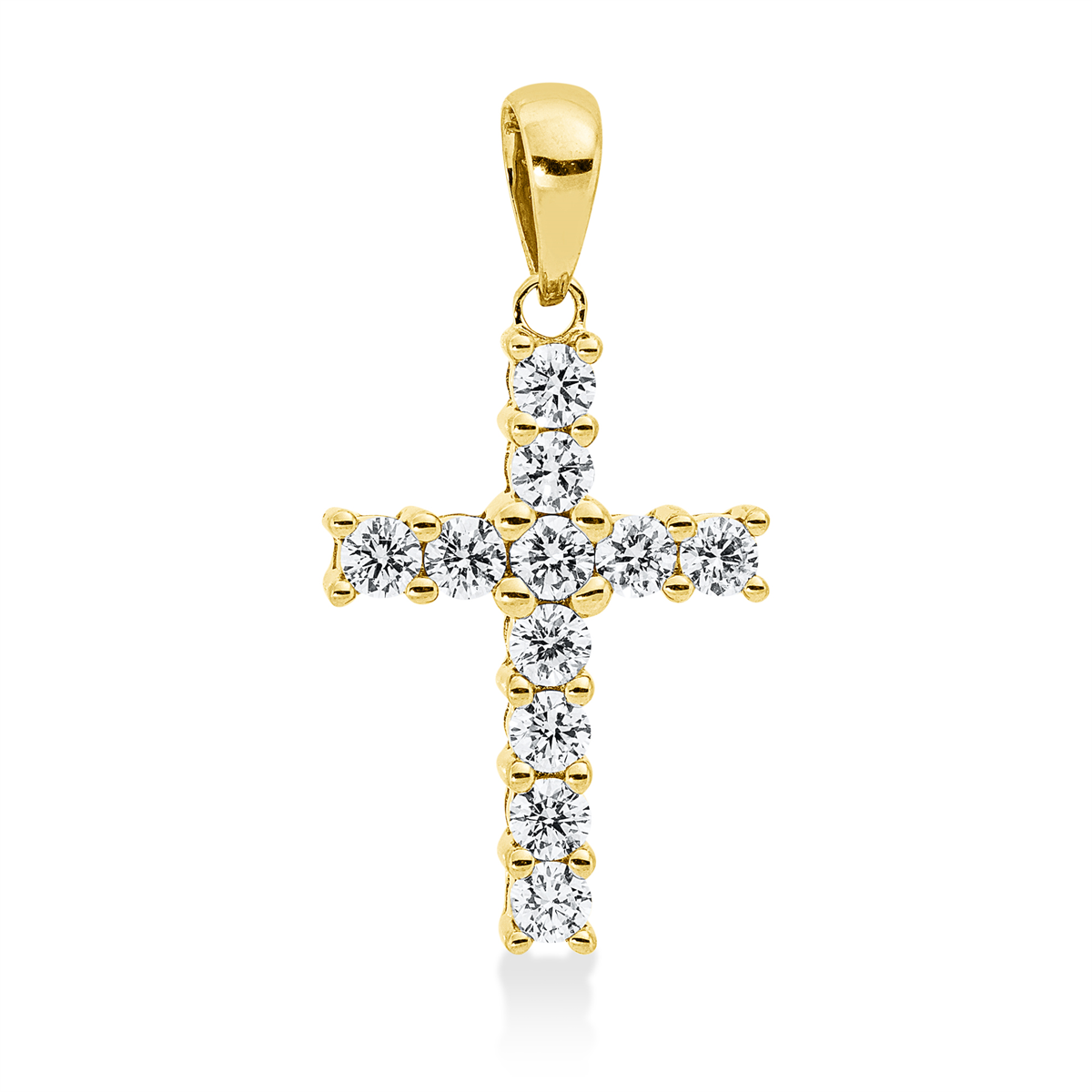 diamond full cut cross pendant in yellow gold