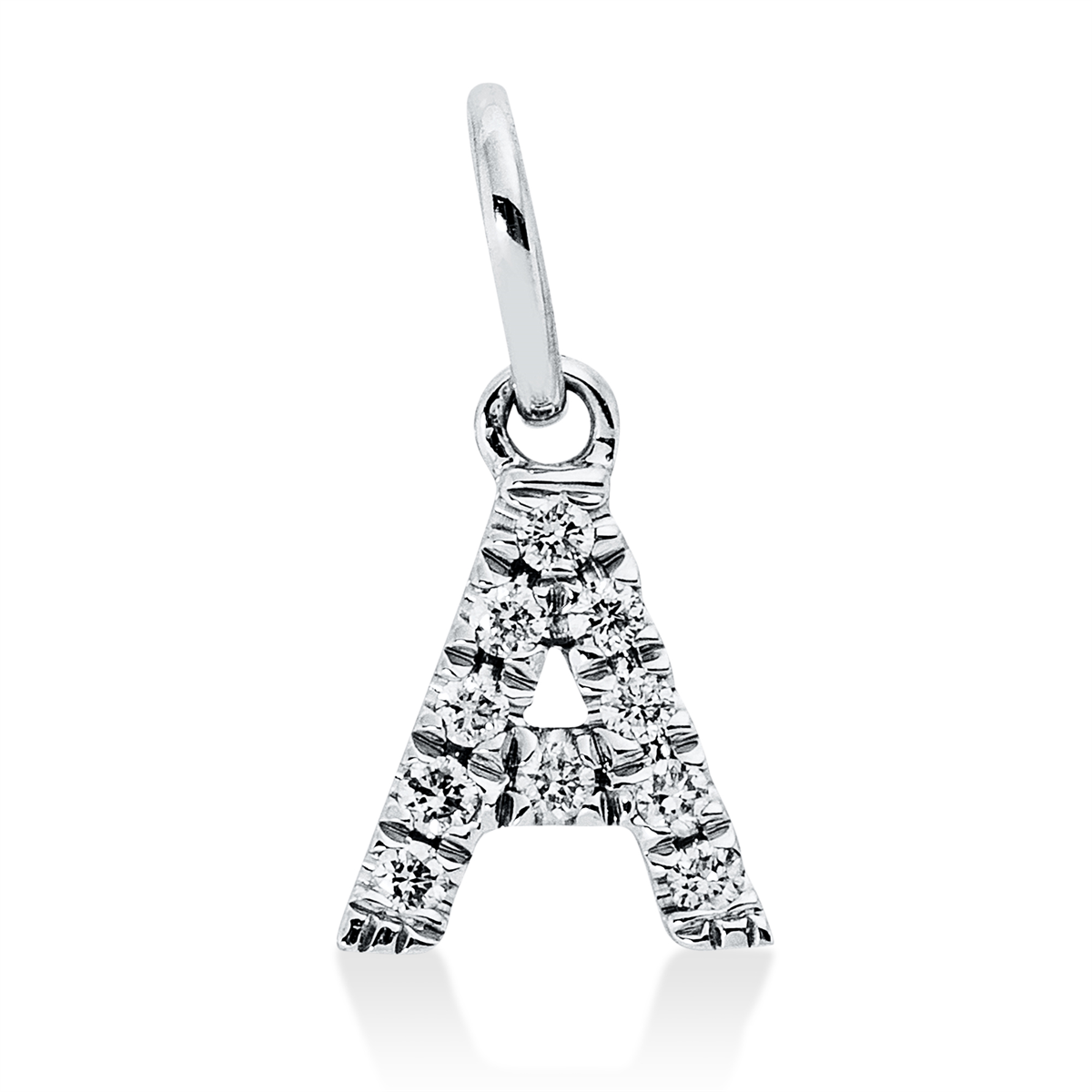 diamond full cut letter pendant in white gold