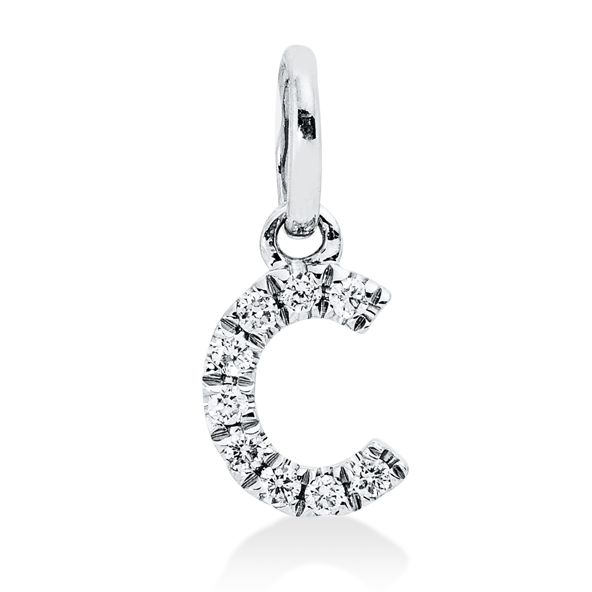 diamond full cut letter pendant in white gold