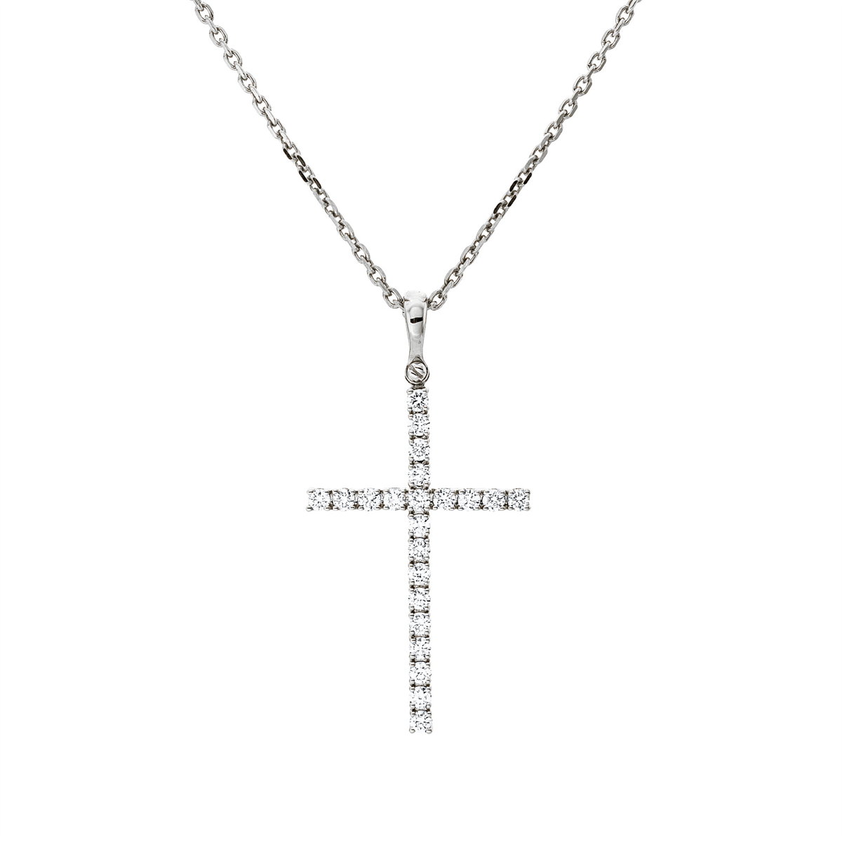diamond full cut cross pendant in white gold