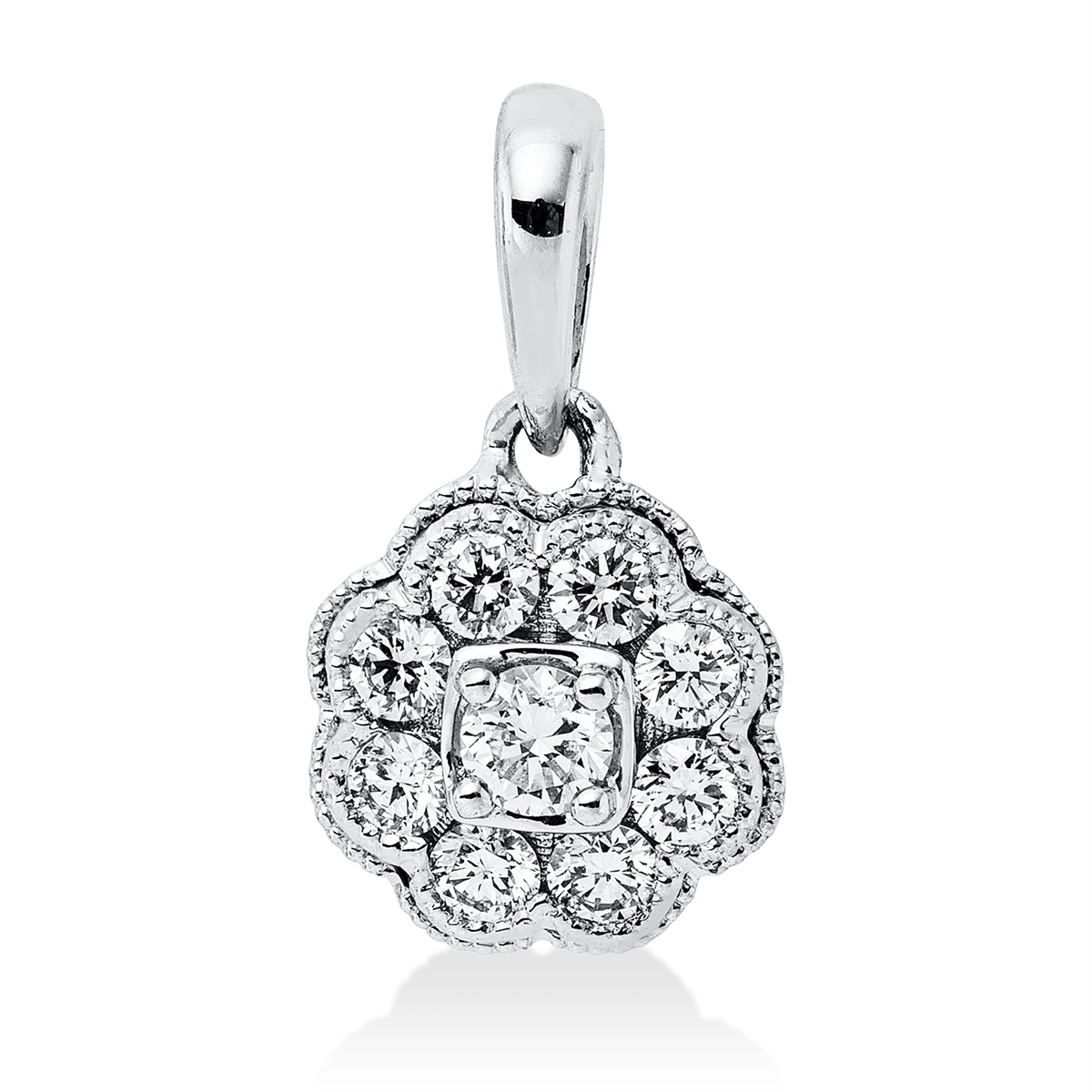 diamond full cut illusion classic pendant in white gold