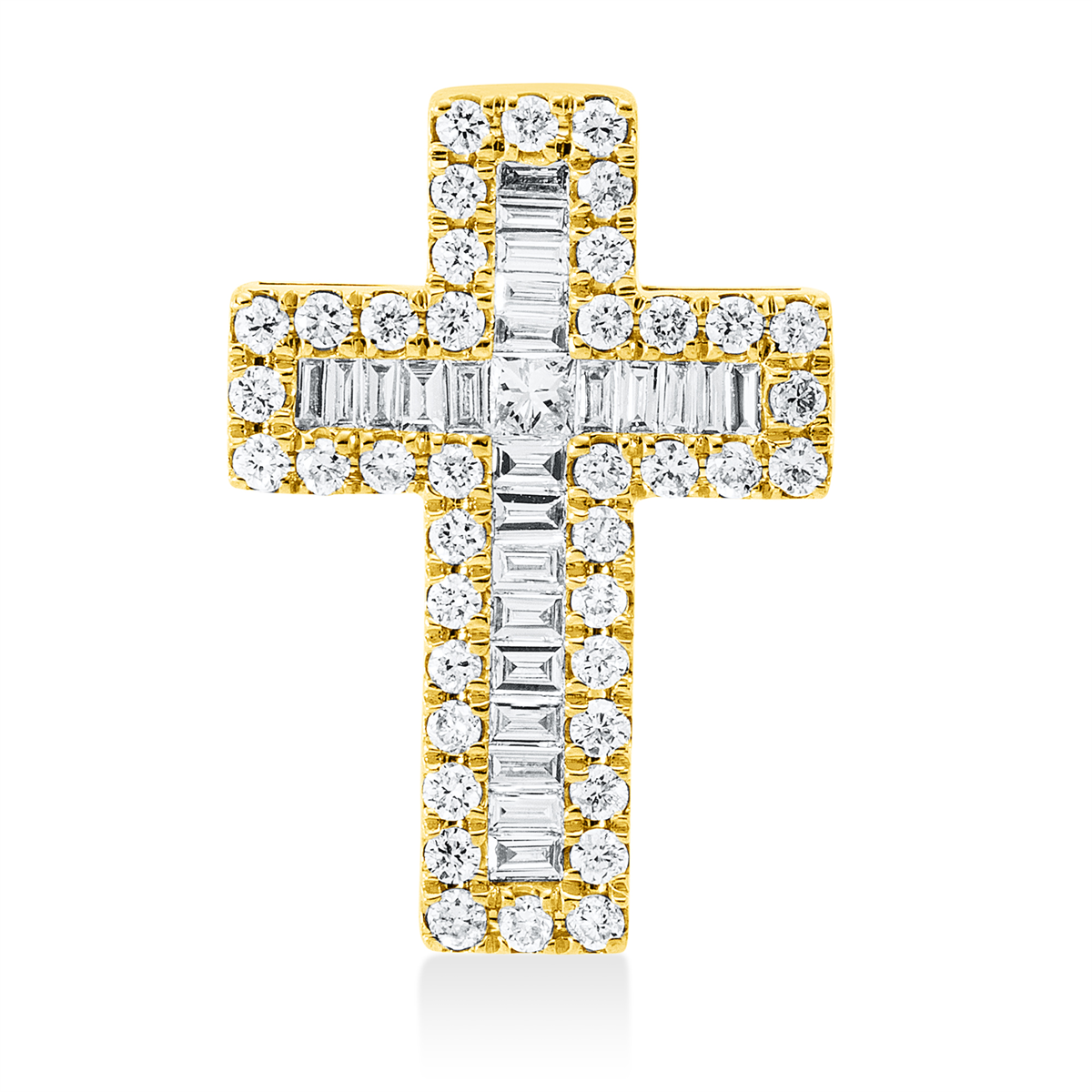 diamond full cut baguette pendant in yellow gold