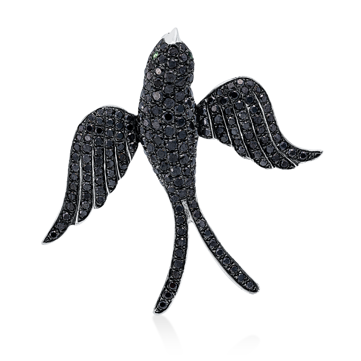 diamond full cut tsavorite animal pendant in white gold