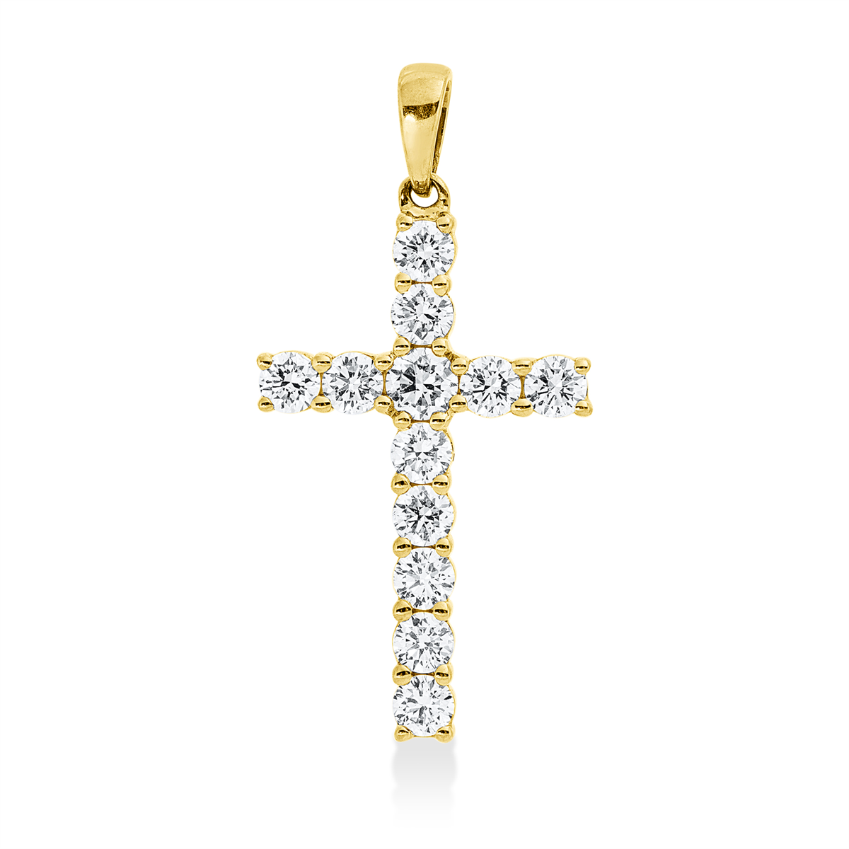 diamond full cut cross pendant in yellow gold