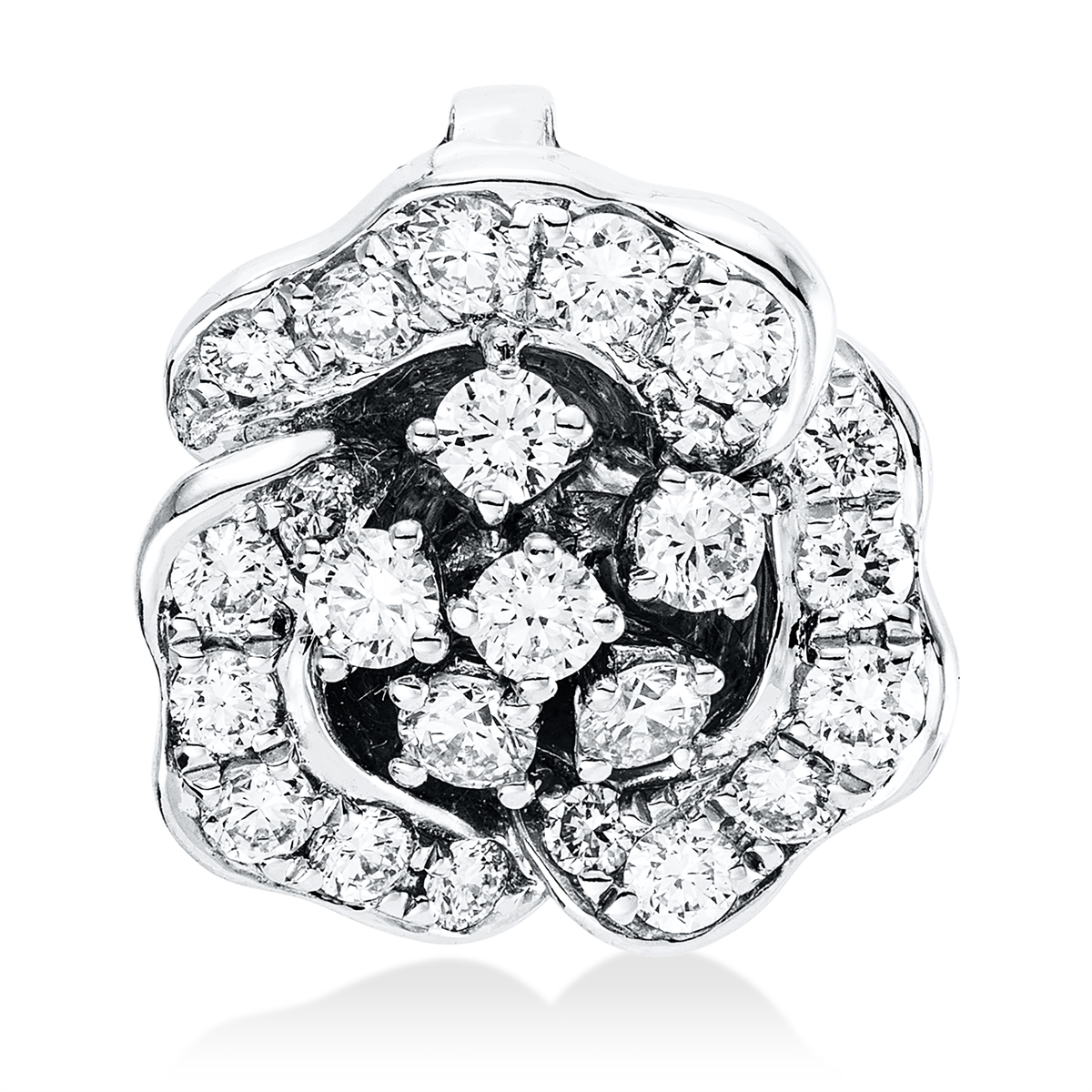 diamond full cut modern woman pendant in white gold