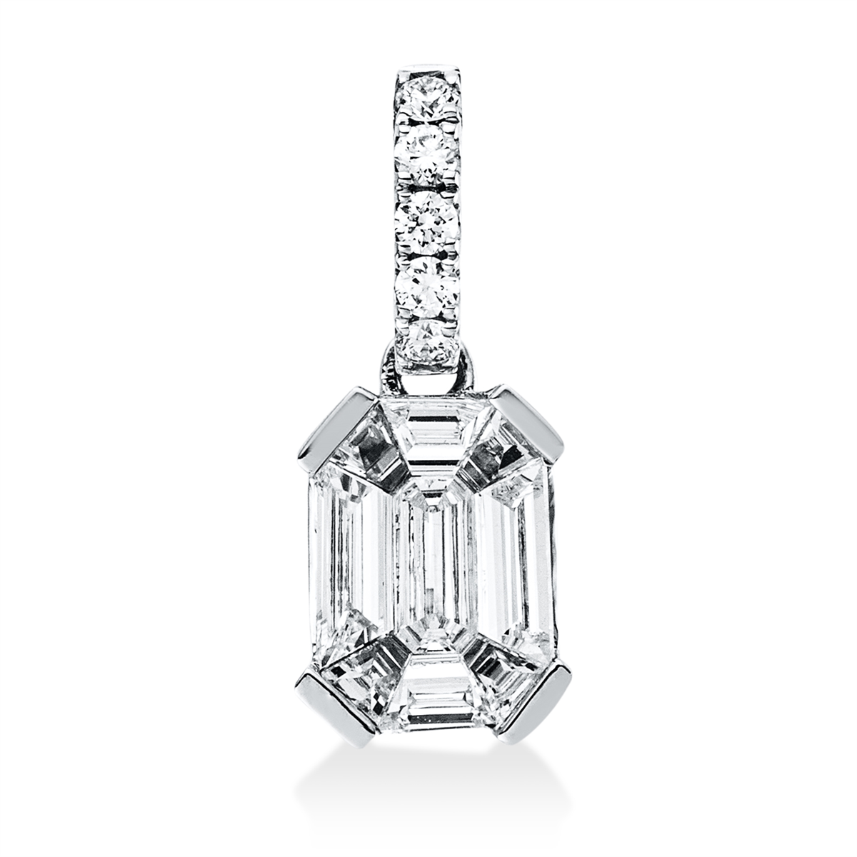 fantasy-cut baguette pendant in white gold