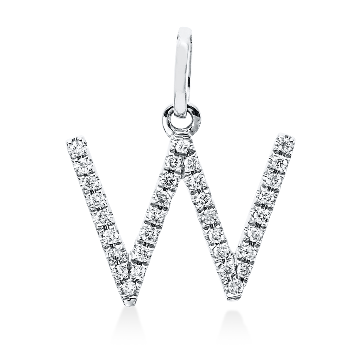 diamond full cut letter pendant in white gold