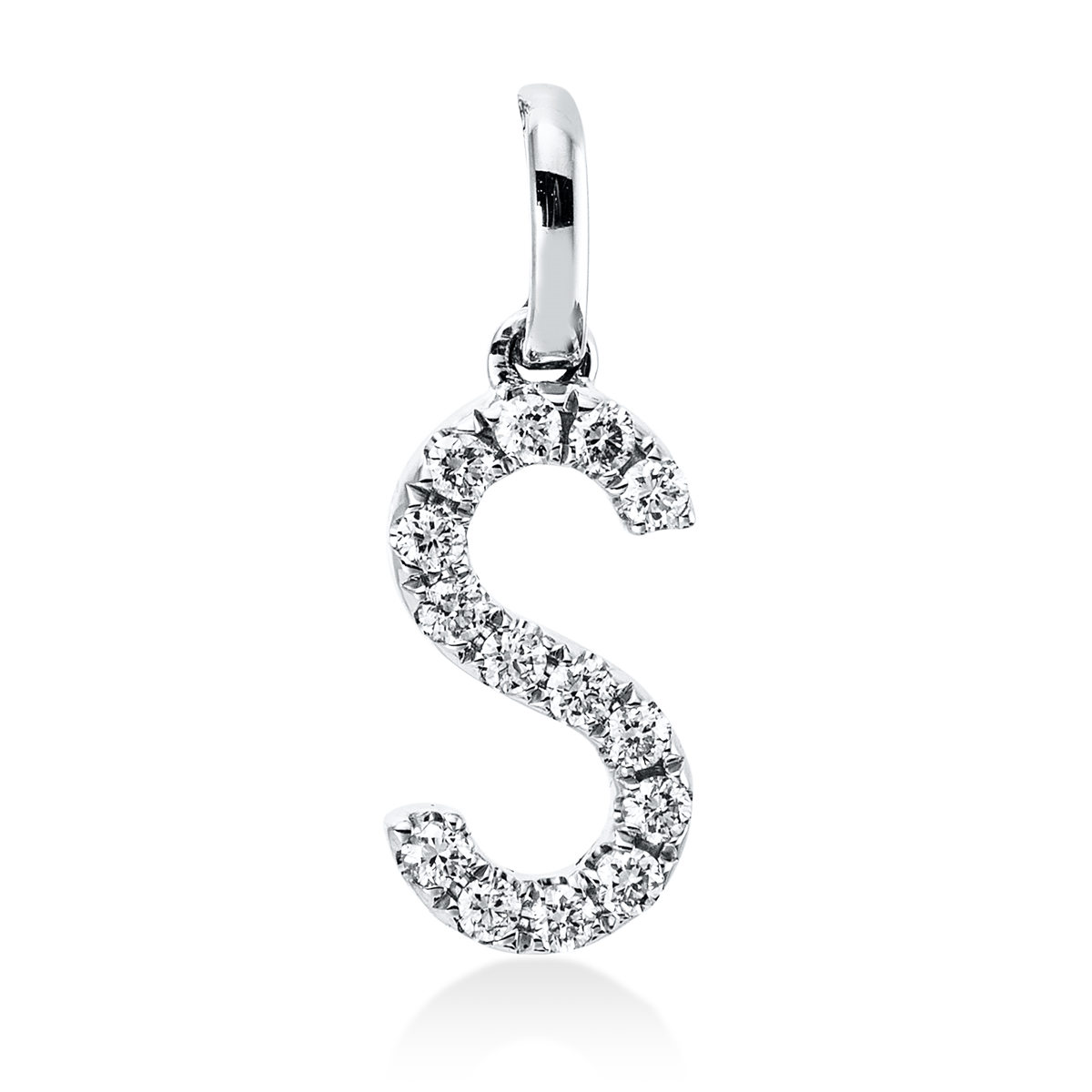 diamond full cut letter pendant in white gold