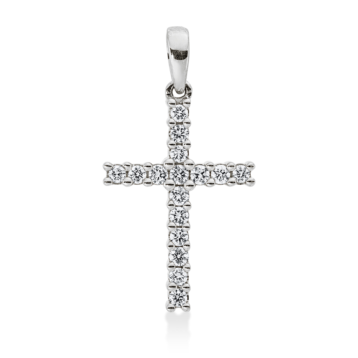 diamond full cut cross pendant in white gold