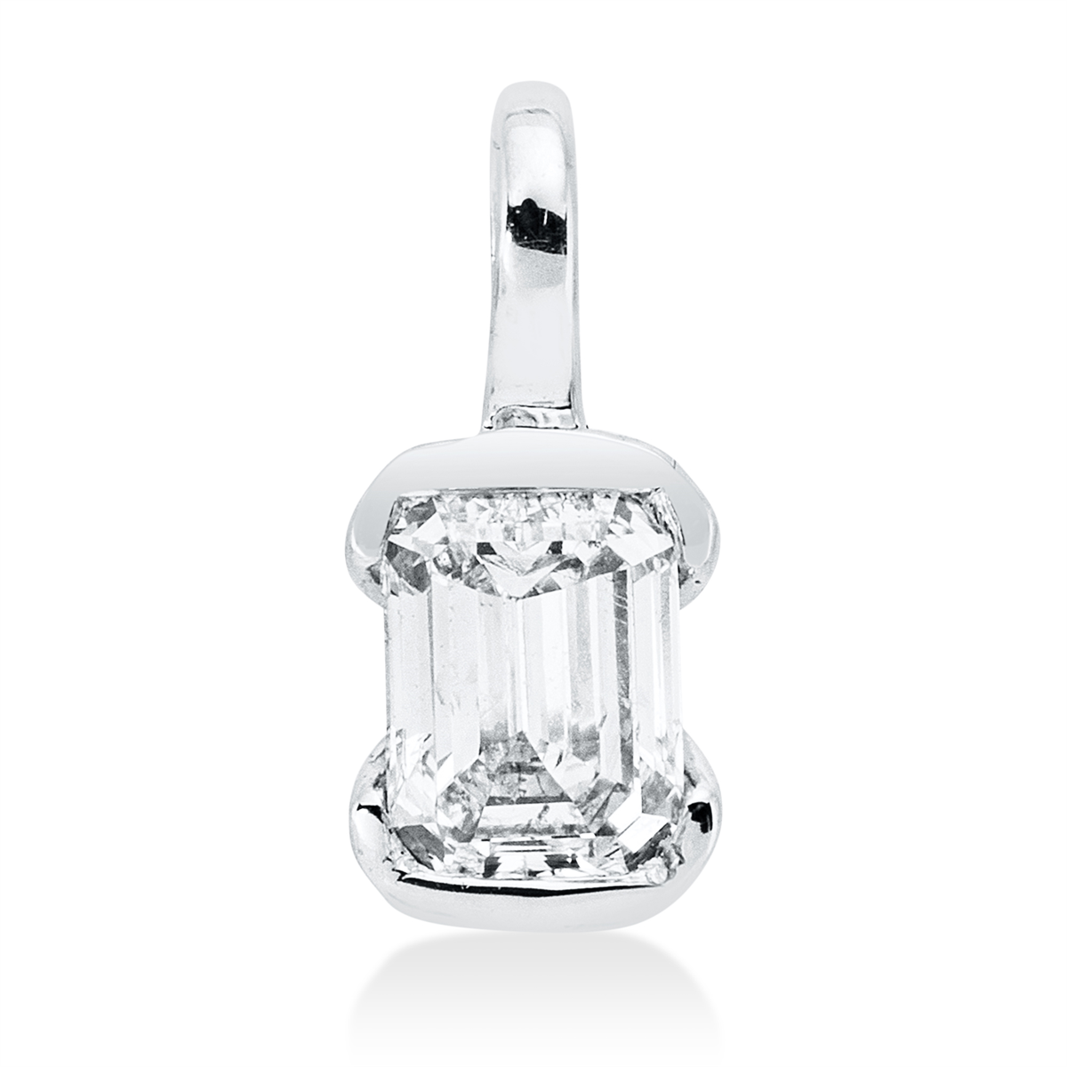 emerald cut solitaire pendant in white gold