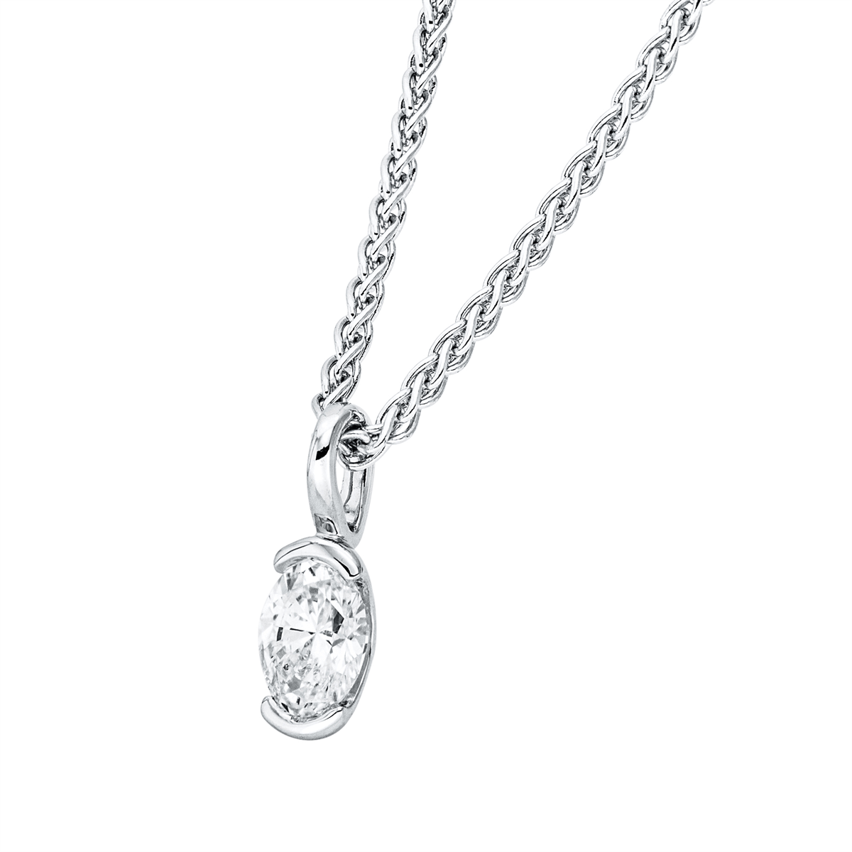 oval solitaire pendant in white gold