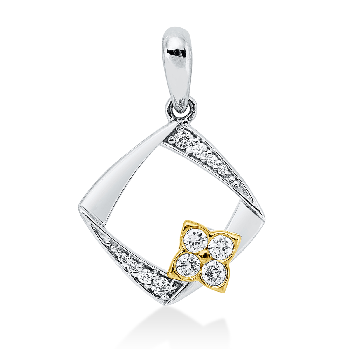 diamond full cut modern woman pendant in white gold / yellow gold