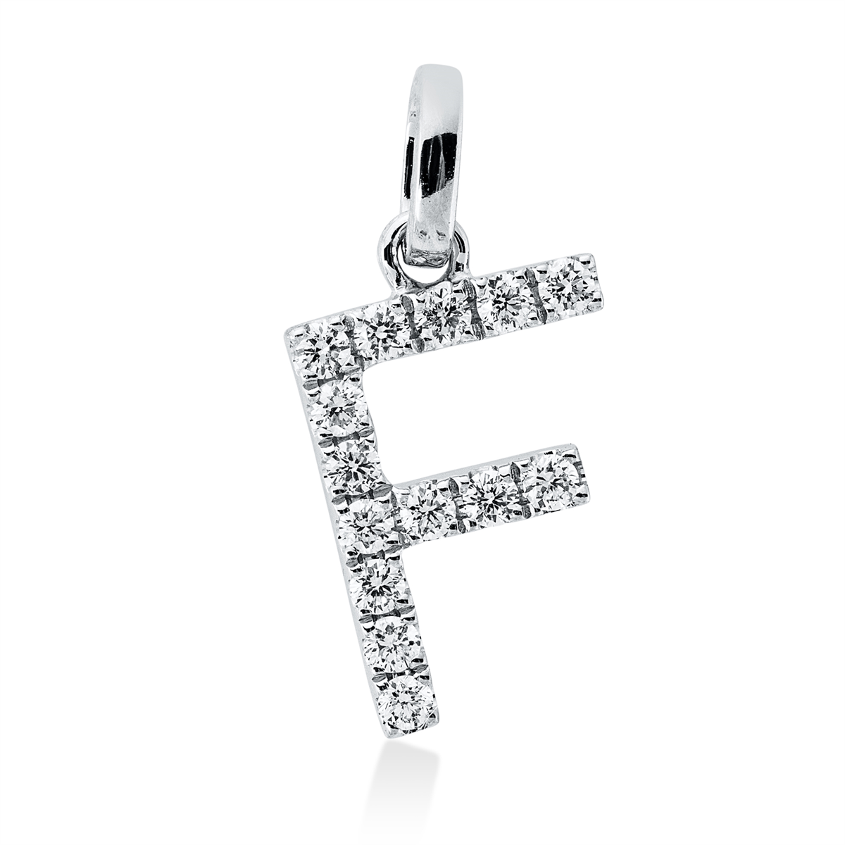 diamond full cut letter pendant in white gold