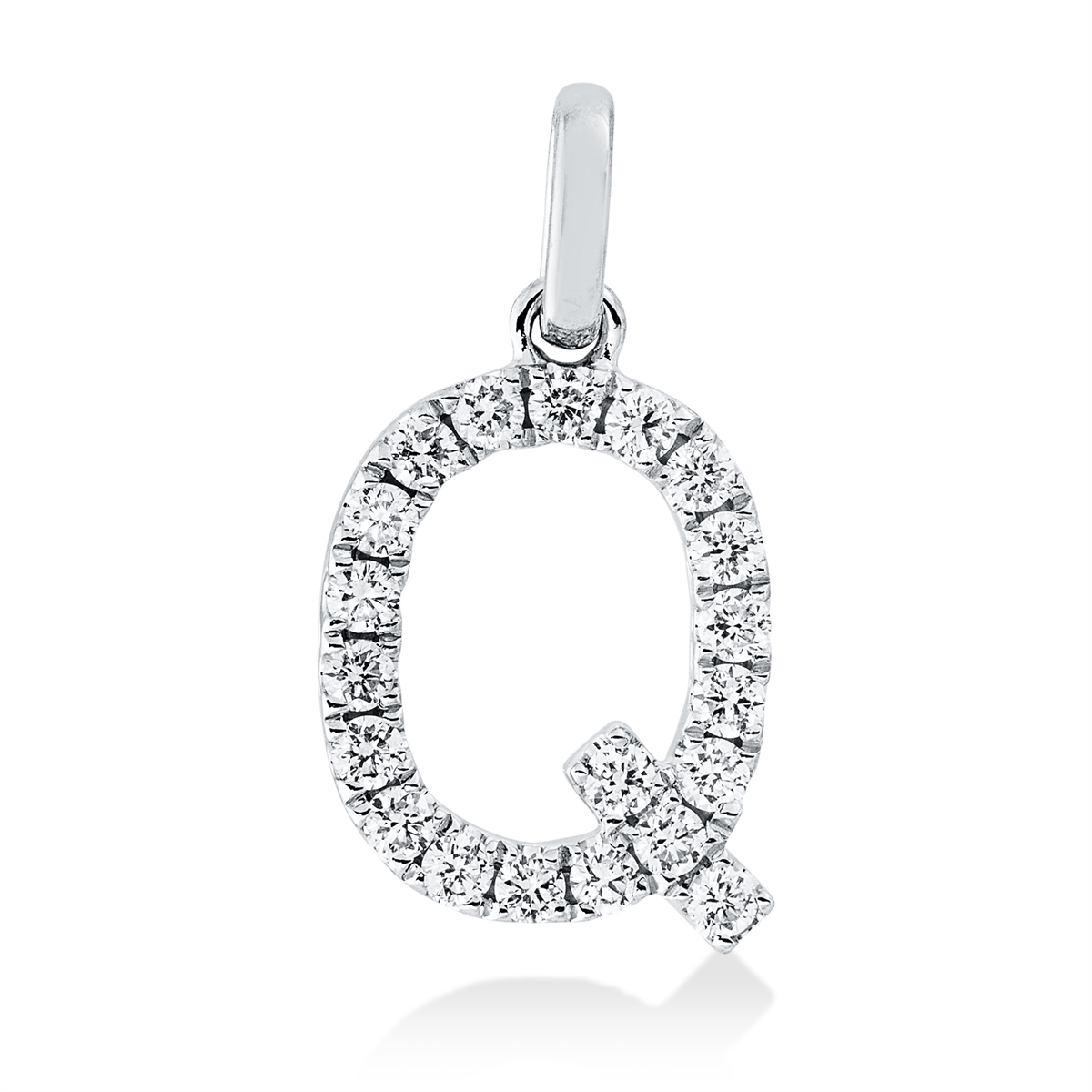 diamond full cut letter pendant in white gold