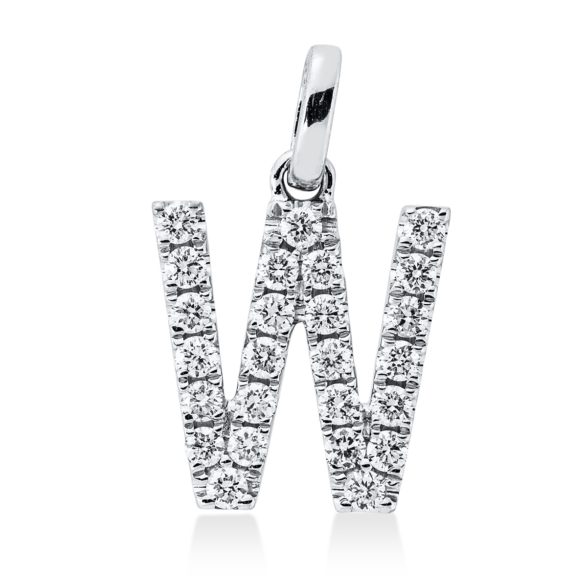 diamond full cut letter pendant in white gold