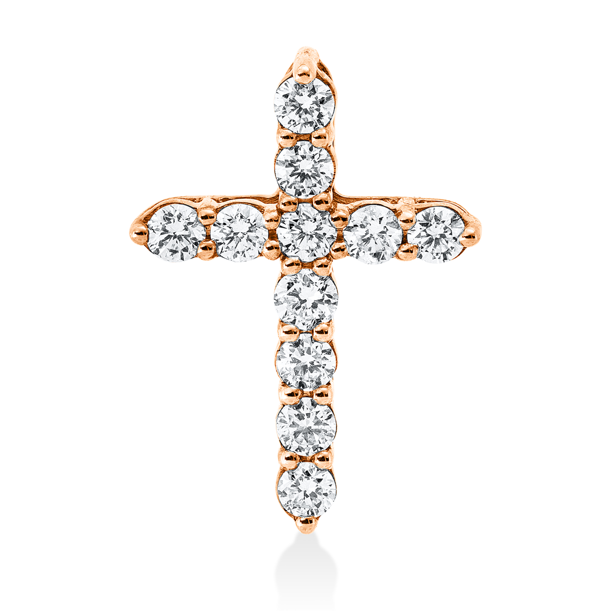 diamond full cut cross pendant in red gold