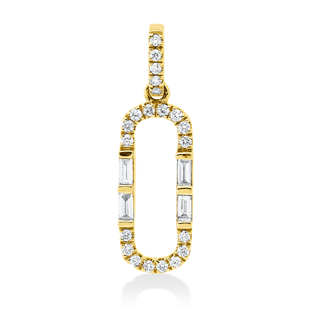 diamond full cut baguette pendant in yellow gold