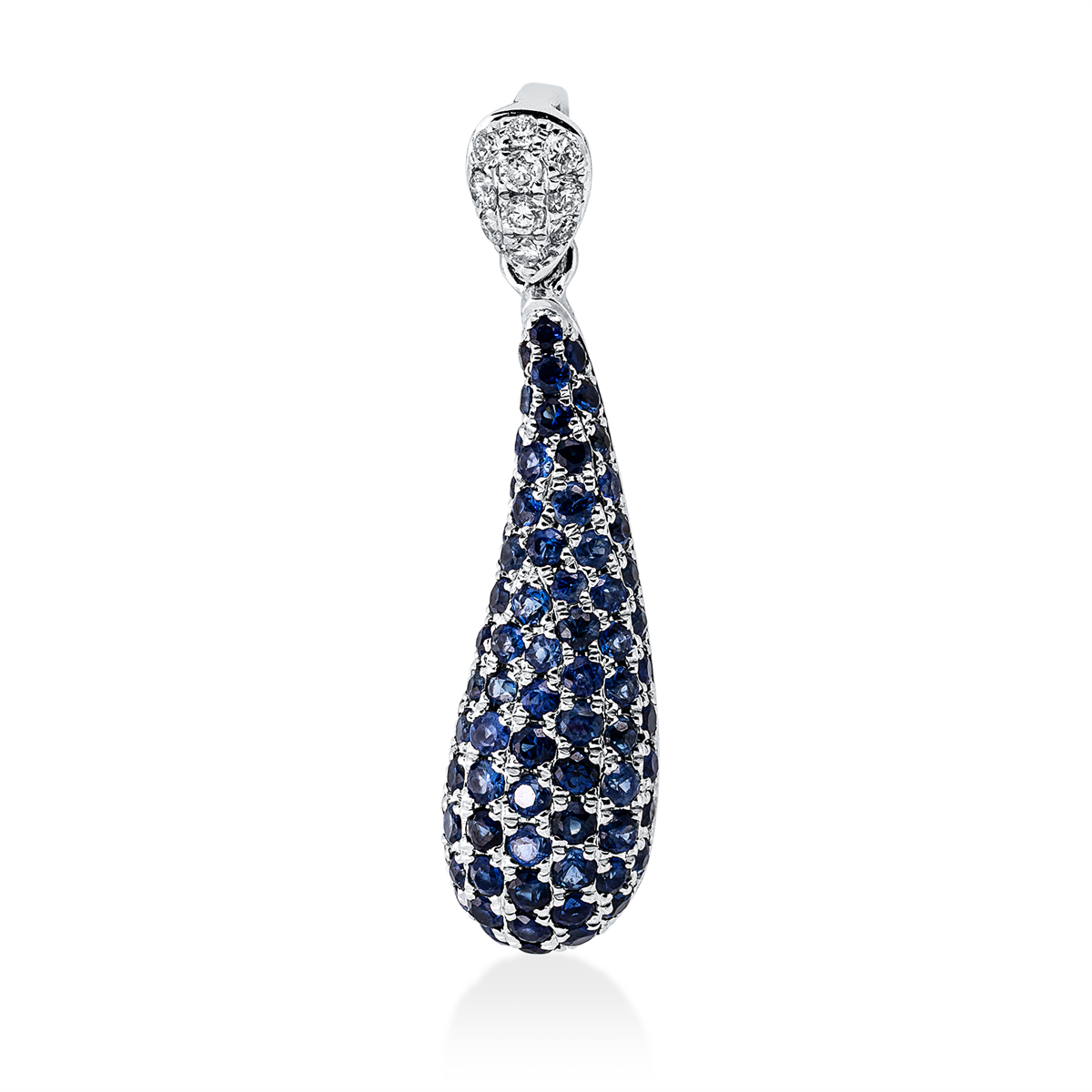 diamond full cut sapphire colored stone classic pendant in white gold