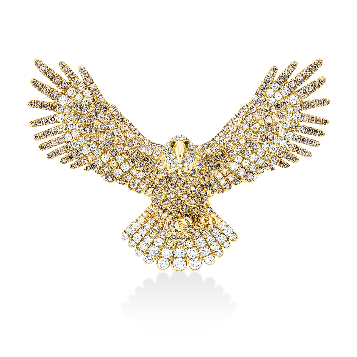 diamond full cut animal brooch in yellow gold