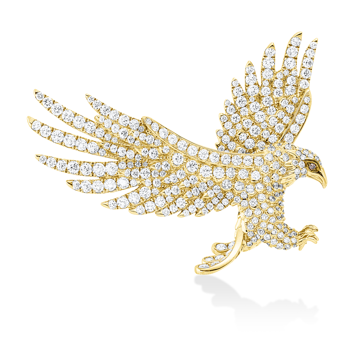 diamond full cut animal brooch in yellow gold