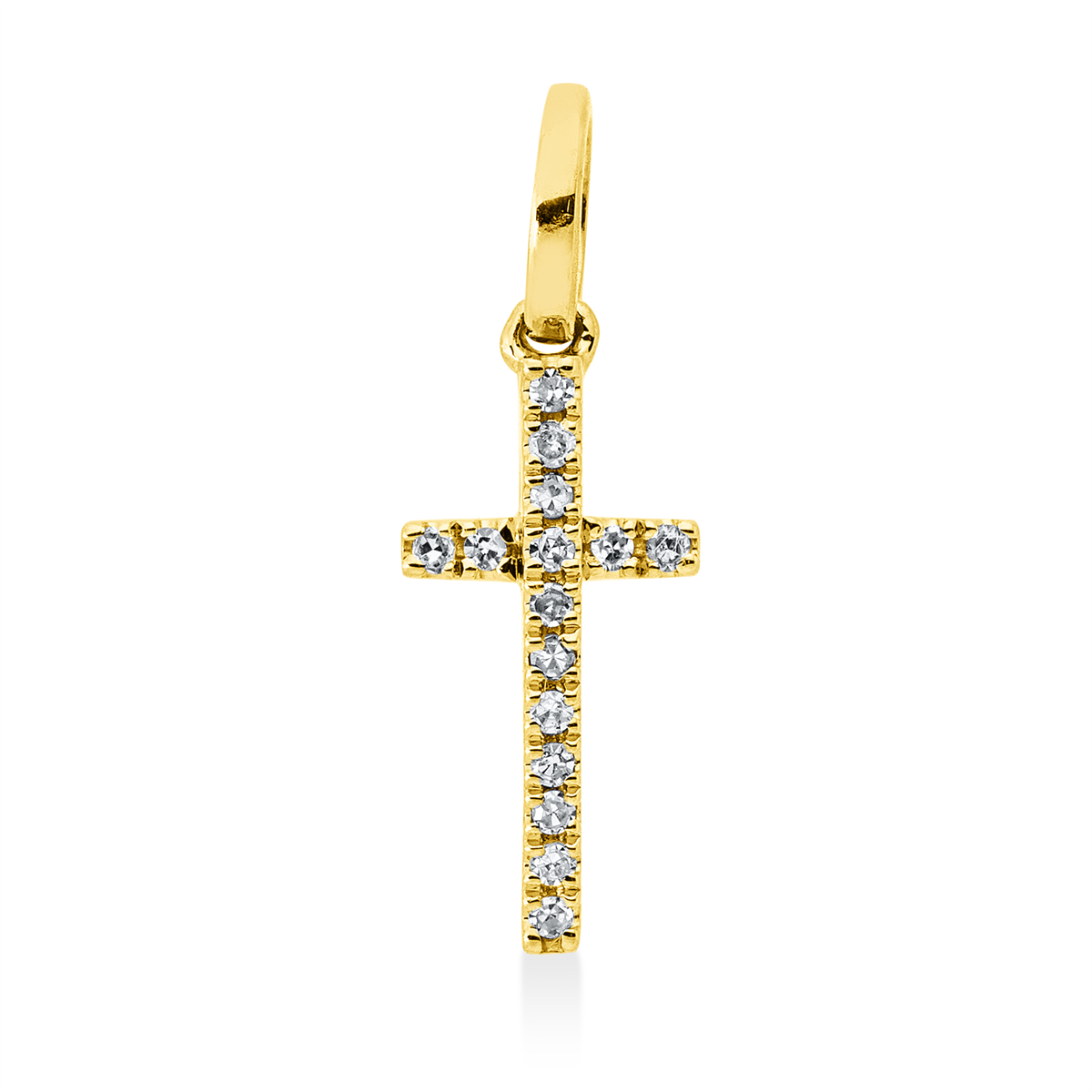 diamond single cut cross pendant in yellow gold
