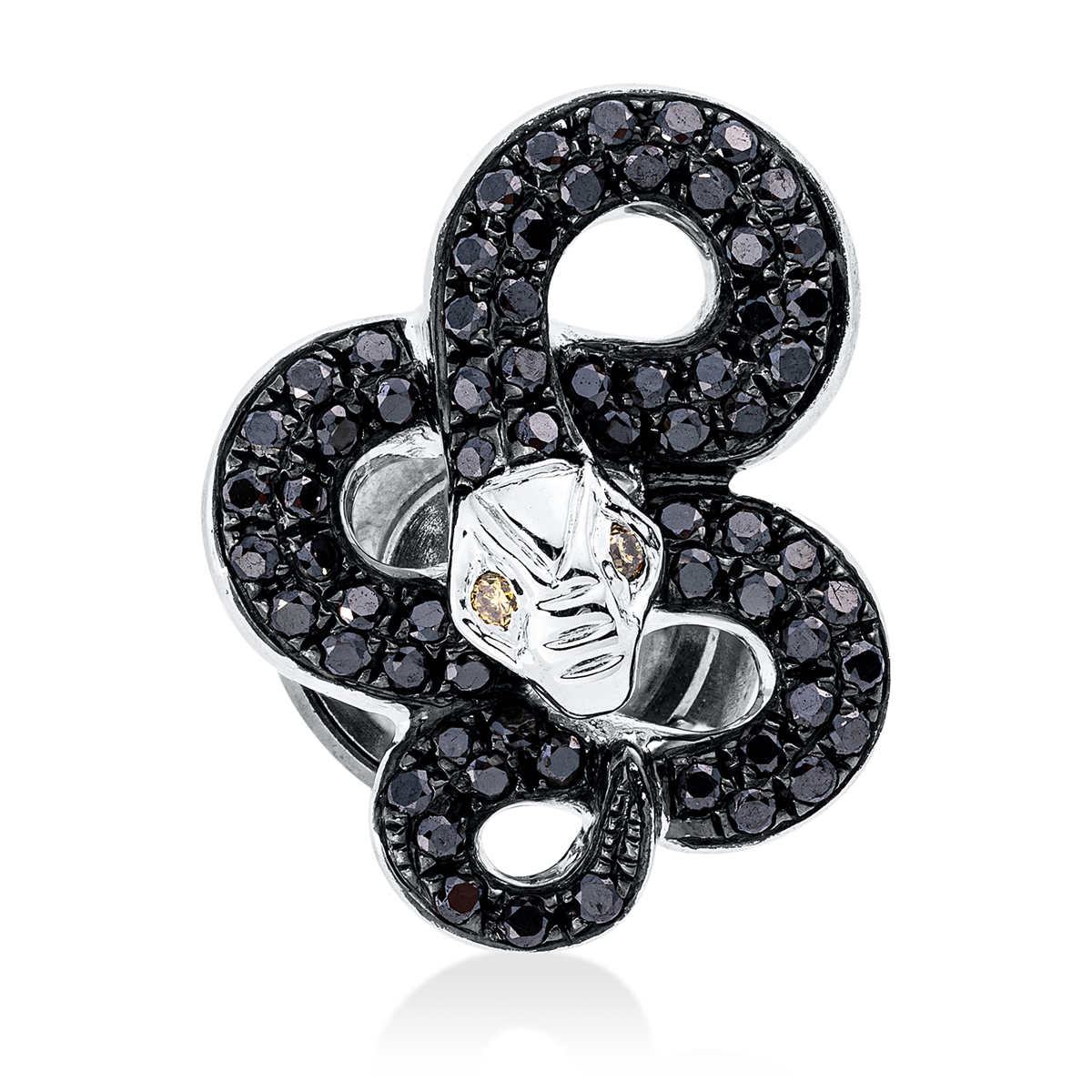 diamond full cut animal brooch in white gold
