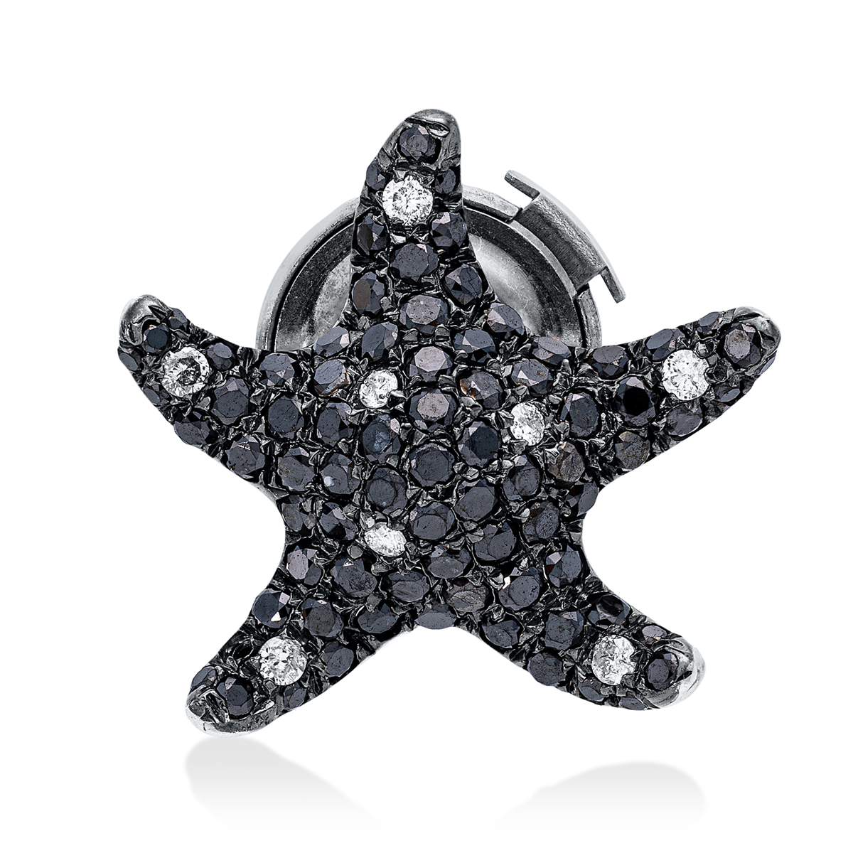 diamond full cut animal brooch in white gold