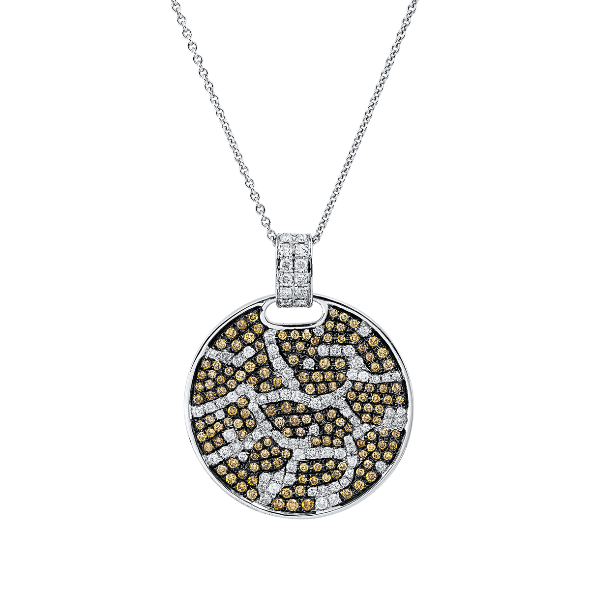 diamond full cut fancy colored diamond pendant in white gold