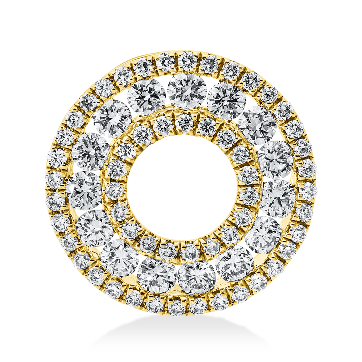 diamond full cut modern woman pendant in yellow gold