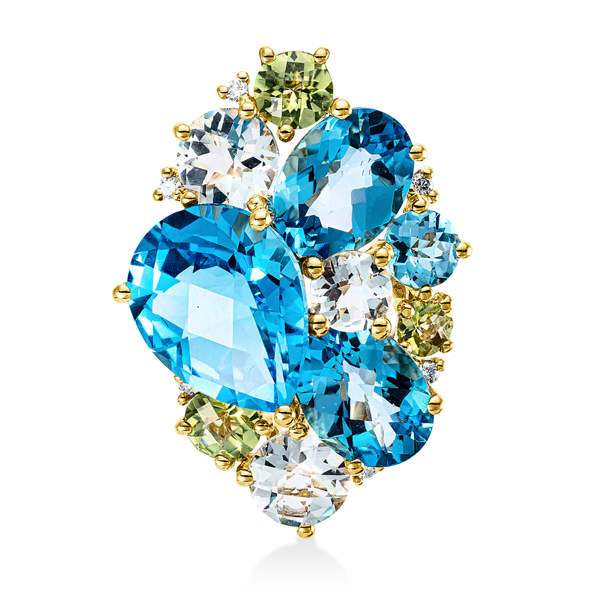 diamond full cut peridot colored stone fashion pendant in yellow gold