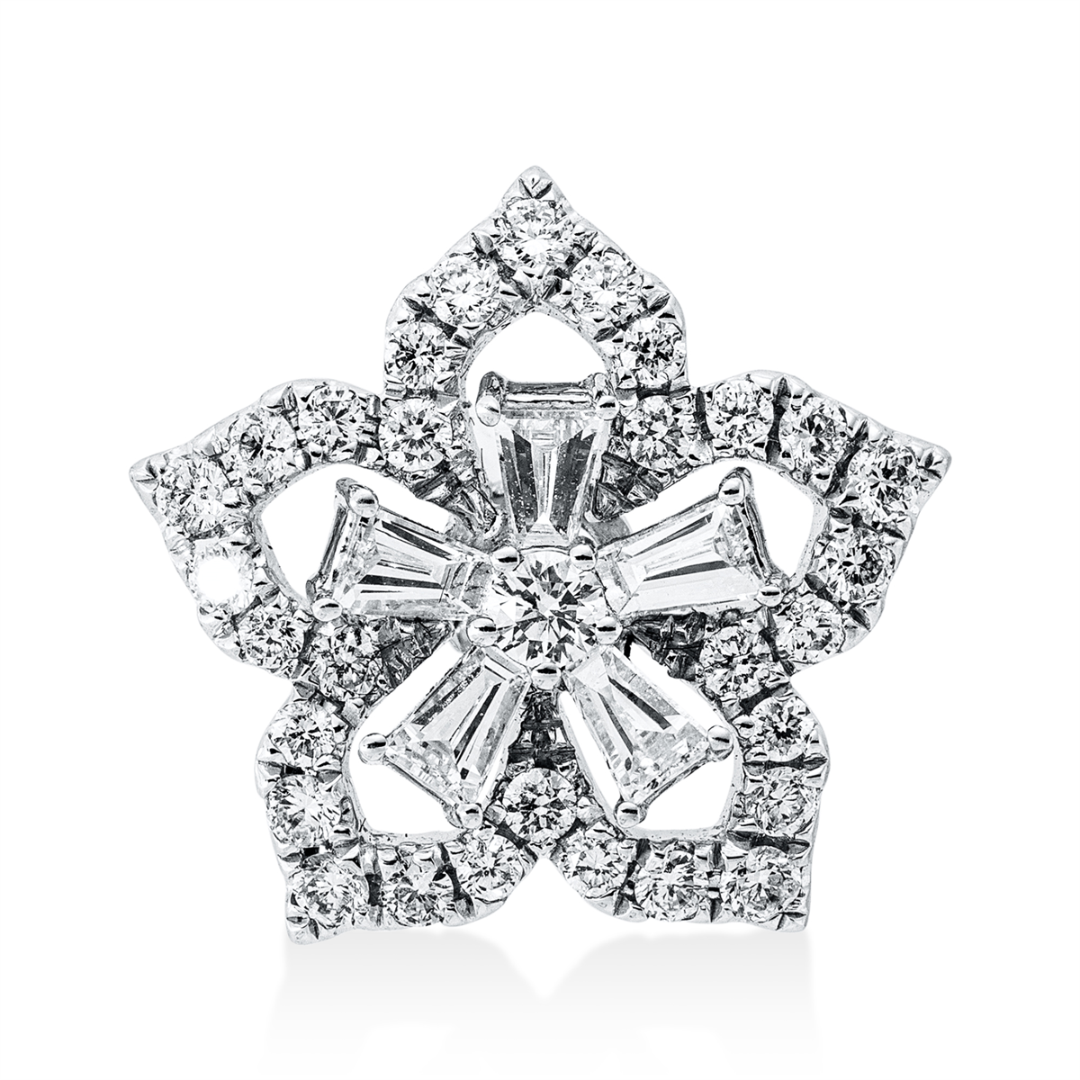 diamond full cut baguette pendant in white gold
