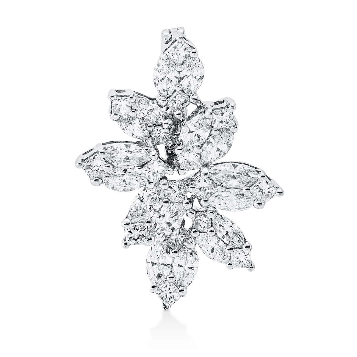 marquise baguette illusion pendant in white gold