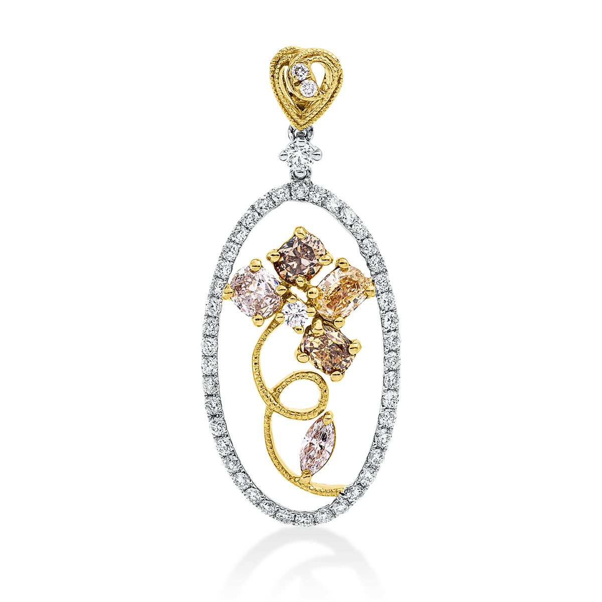 diamond full cut modern woman pendant in whitegold /yellowgold /redgold
