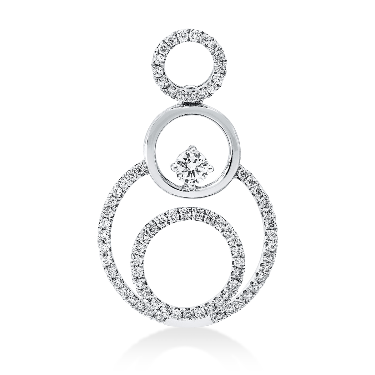 diamond full cut modern woman pendant in white gold