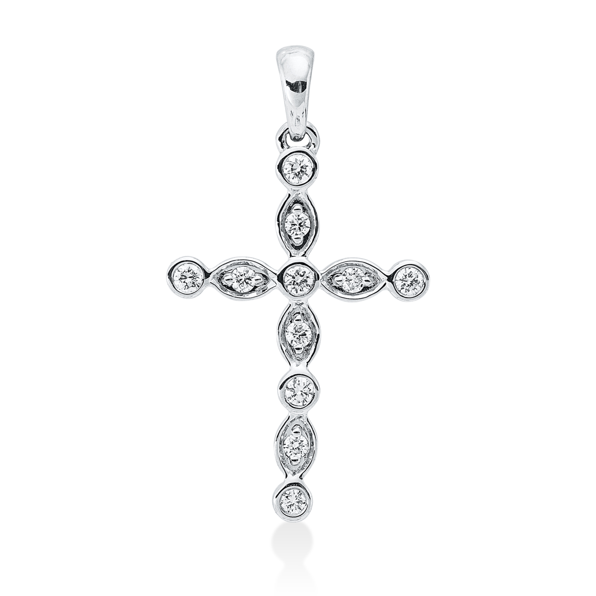 diamond full cut cross pendant in white gold