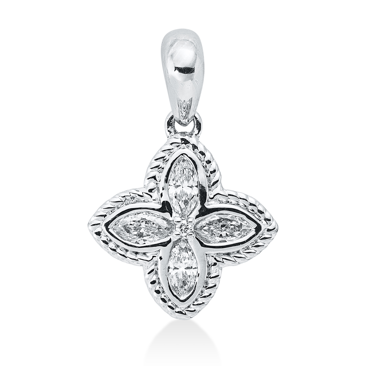 diamond full cut modern woman pendant in white gold
