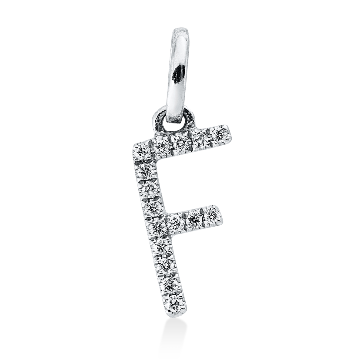 diamond full cut letter pendant in white gold