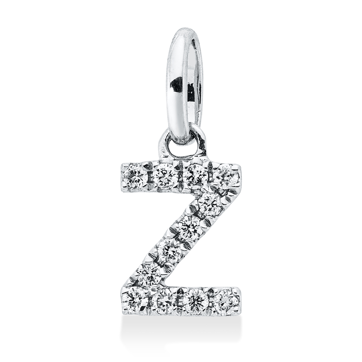 diamond full cut letter pendant in white gold