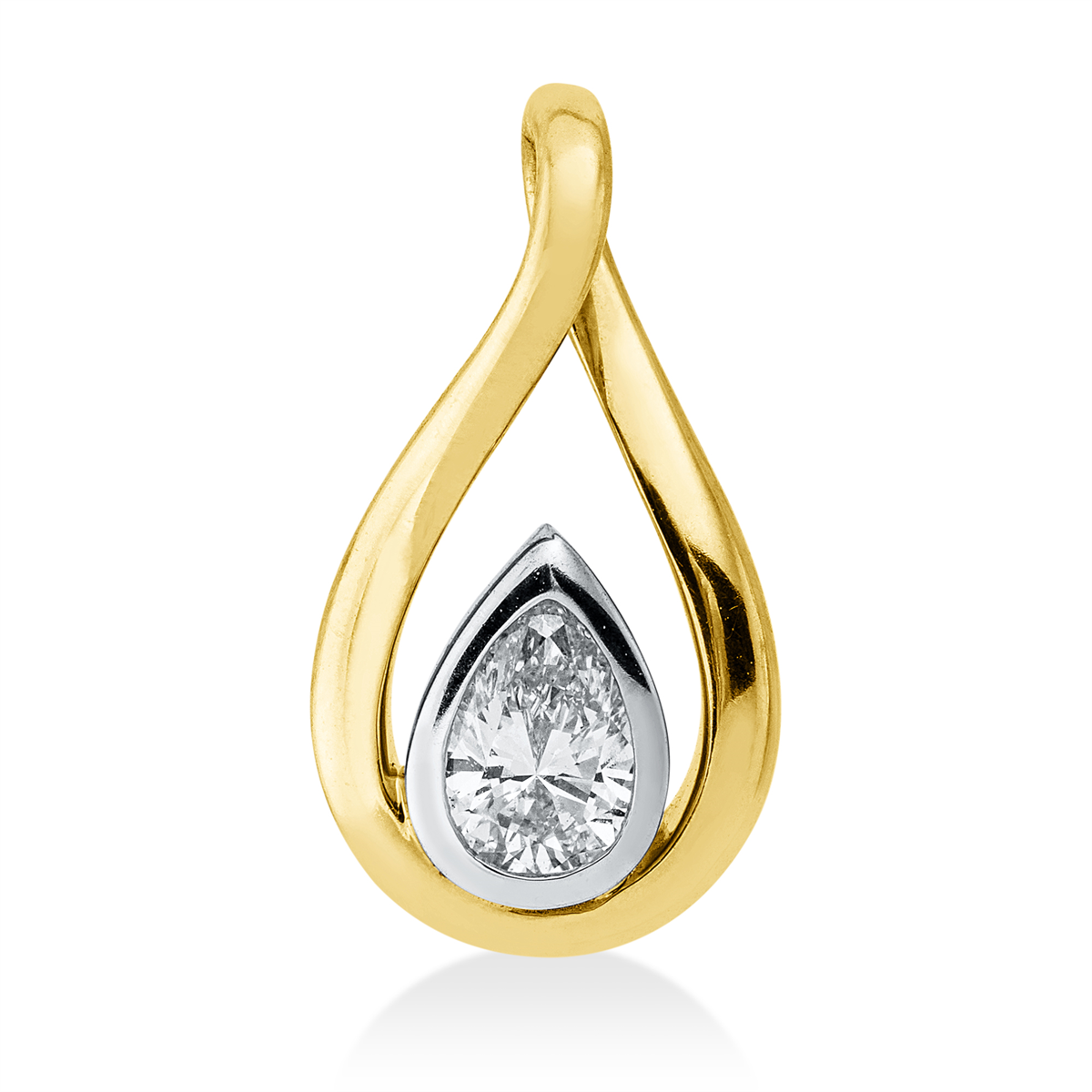 pear shape modern woman pendant in yellow gold / white gold