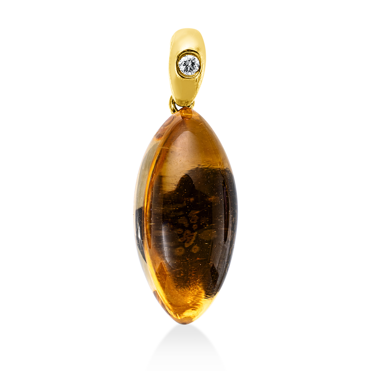 diamond full cut citrine colored stone fashion pendant in yellow gold