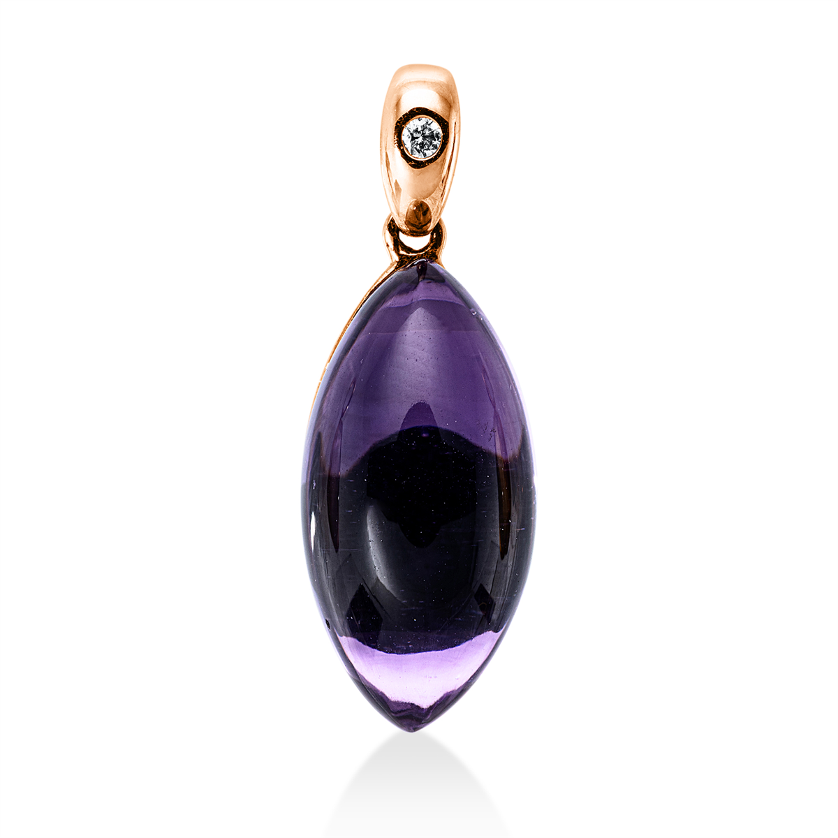 diamond full cut amethyst colored stone fashion pendant in red gold