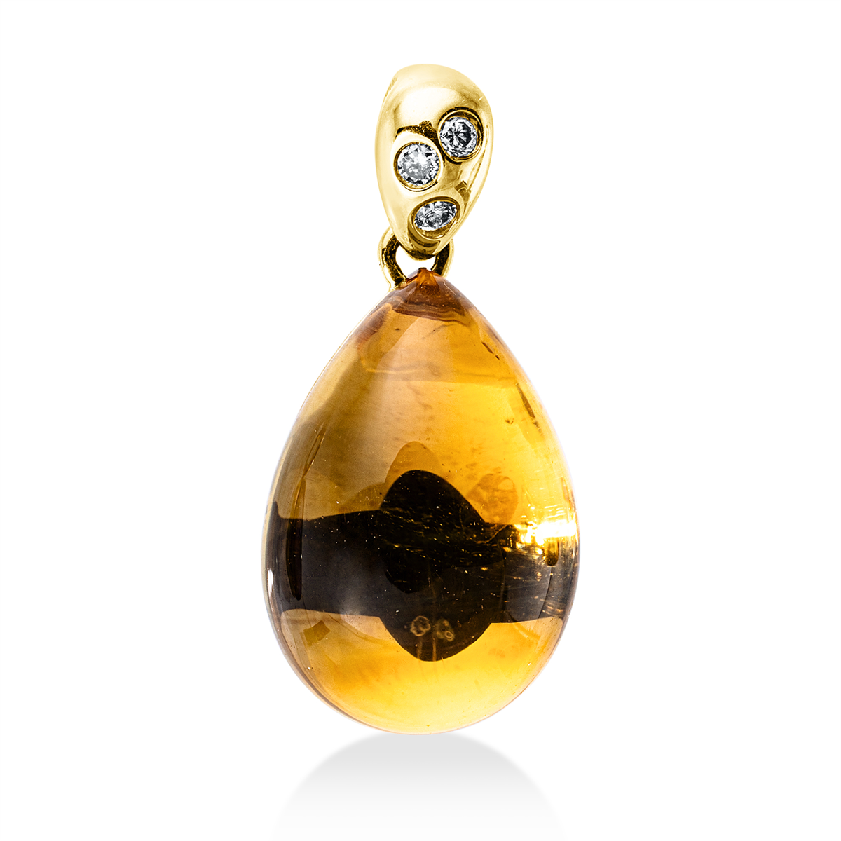 diamond full cut citrine colored stone fashion pendant in yellow gold